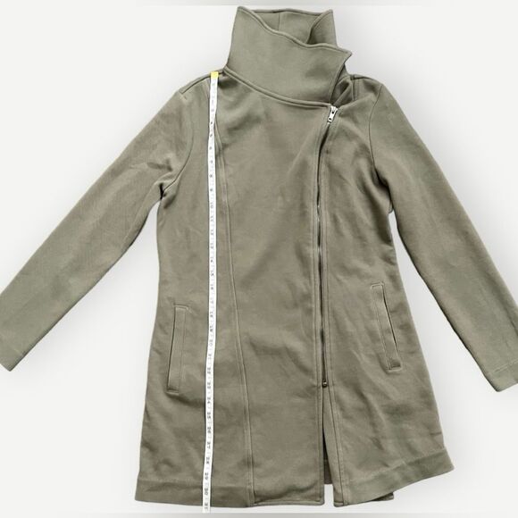 Banana Republic Factory Twill Moto Knit Green Jacket. Asymmetrical Zipper. Small - Picture 6 of 8